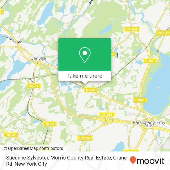 Mapa de Sueanne Sylvester, Morris County Real Estate, Crane Rd