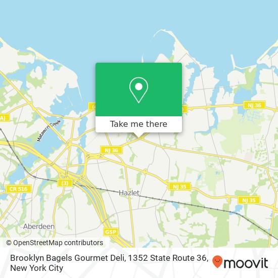 Mapa de Brooklyn Bagels Gourmet Deli, 1352 State Route 36
