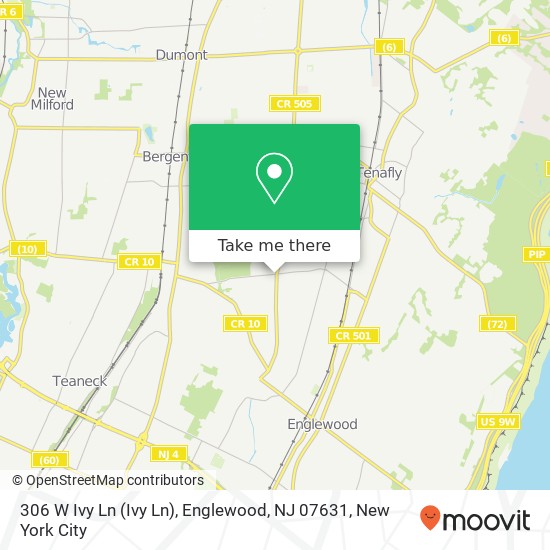 Mapa de 306 W Ivy Ln (Ivy Ln), Englewood, NJ 07631