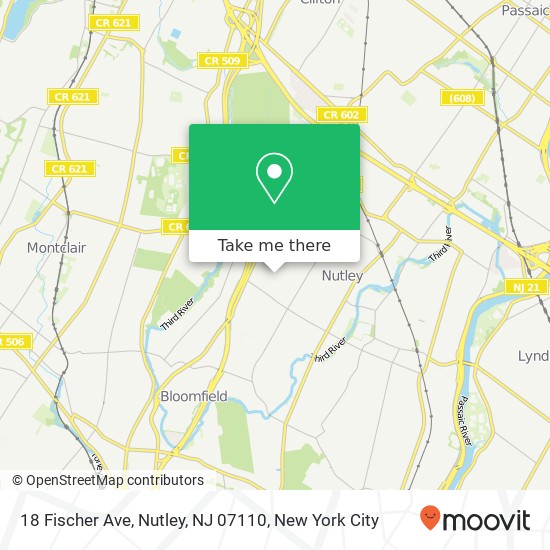Mapa de 18 Fischer Ave, Nutley, NJ 07110