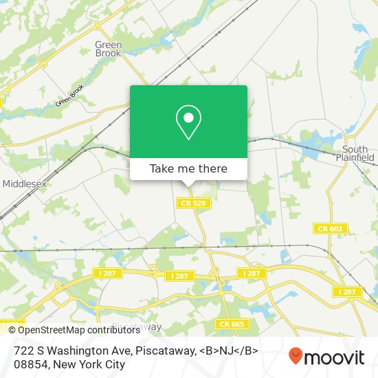 Mapa de 722 S Washington Ave, Piscataway, <B>NJ< / B> 08854