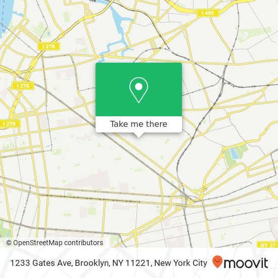 Mapa de 1233 Gates Ave, Brooklyn, NY 11221