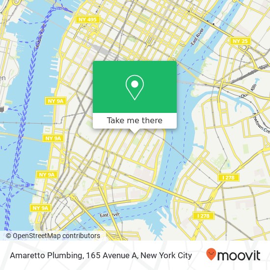 Amaretto Plumbing, 165 Avenue A map