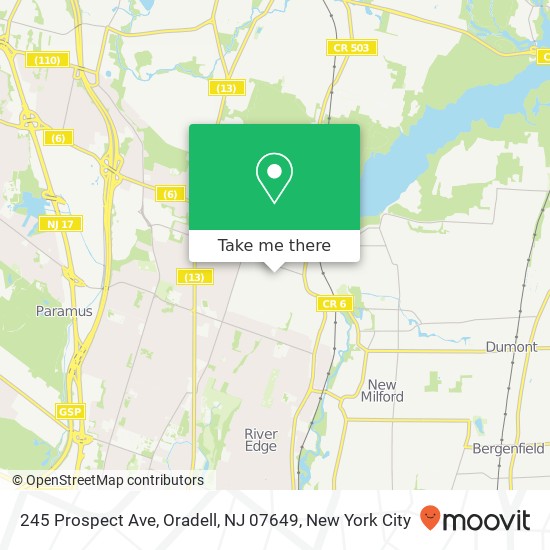 Mapa de 245 Prospect Ave, Oradell, NJ 07649