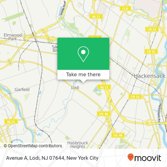 Mapa de Avenue A, Lodi, NJ 07644