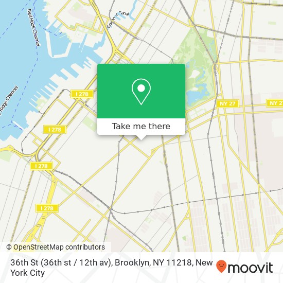 Mapa de 36th St (36th st / 12th av), Brooklyn, NY 11218