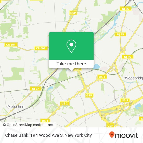 Mapa de Chase Bank, 194 Wood Ave S