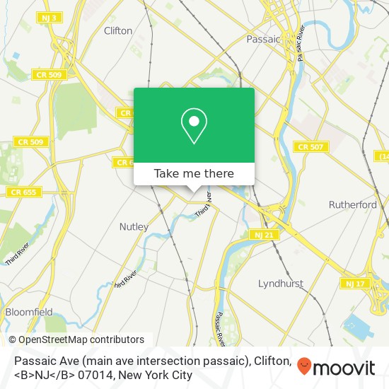 Passaic Ave (main ave intersection passaic), Clifton, <B>NJ< / B> 07014 map
