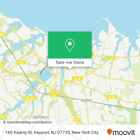 Mapa de 160 Kearny St, Keyport, NJ 07735