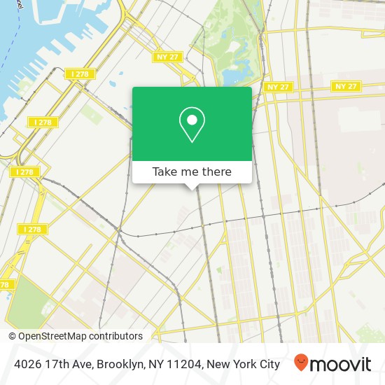 Mapa de 4026 17th Ave, Brooklyn, NY 11204