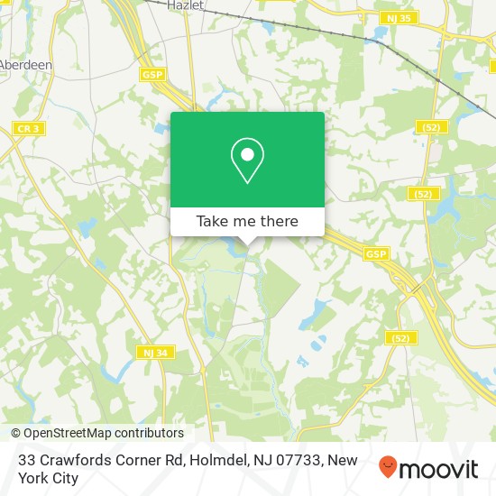 Mapa de 33 Crawfords Corner Rd, Holmdel, NJ 07733