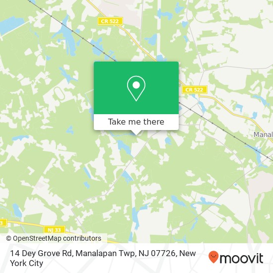 Mapa de 14 Dey Grove Rd, Manalapan Twp, NJ 07726