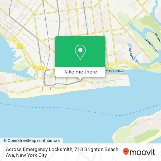 Mapa de Across Emergency Locksmith, 713 Brighton Beach Ave