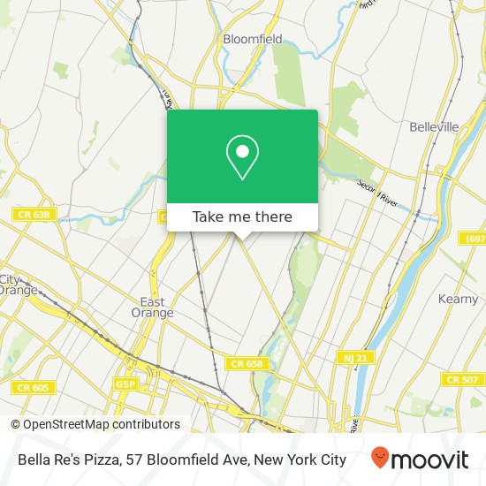 Mapa de Bella Re's Pizza, 57 Bloomfield Ave