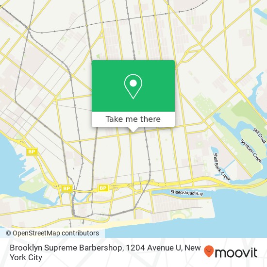 Mapa de Brooklyn Supreme Barbershop, 1204 Avenue U