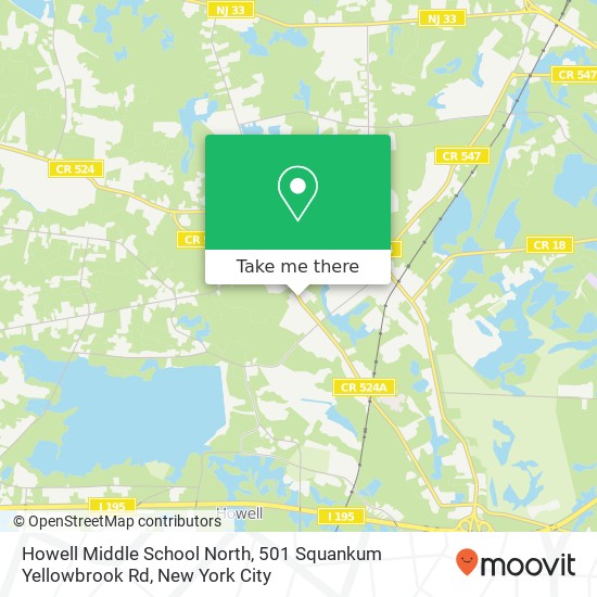Howell Middle School North, 501 Squankum Yellowbrook Rd map