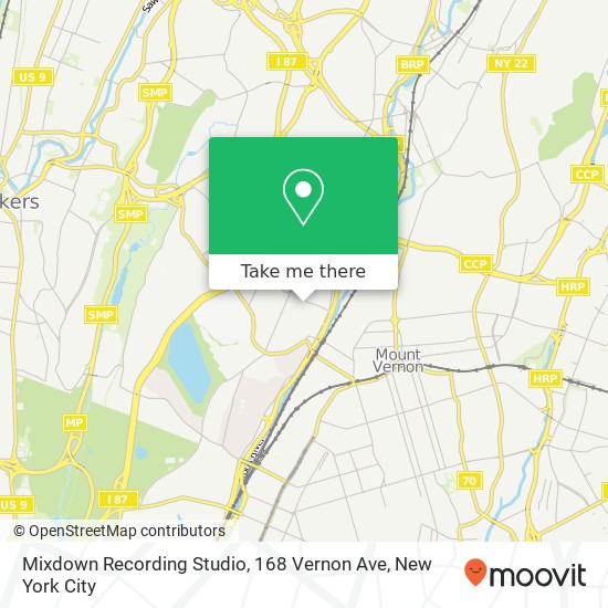 Mapa de Mixdown Recording Studio, 168 Vernon Ave