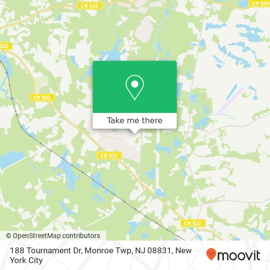 Mapa de 188 Tournament Dr, Monroe Twp, NJ 08831