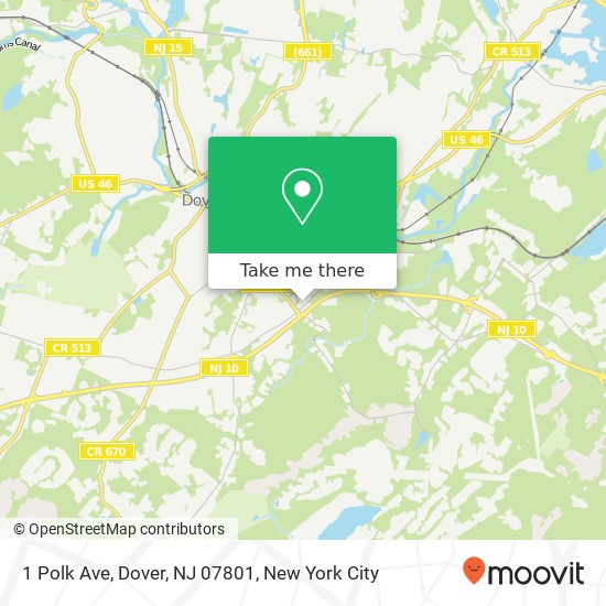 Mapa de 1 Polk Ave, Dover, NJ 07801