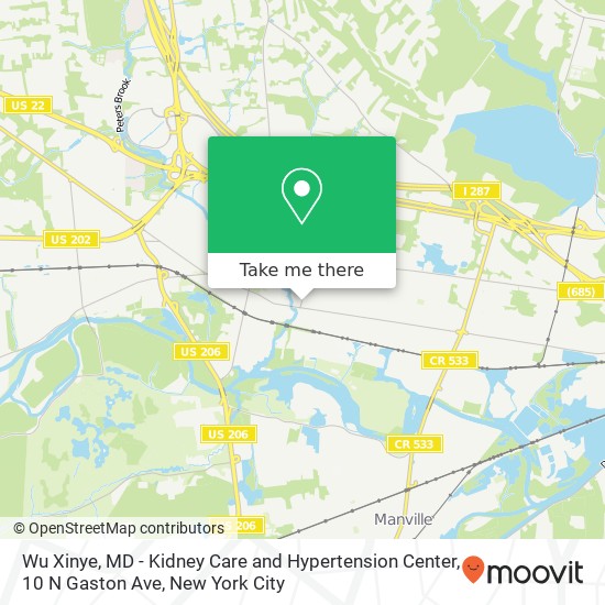 Mapa de Wu Xinye, MD - Kidney Care and Hypertension Center, 10 N Gaston Ave