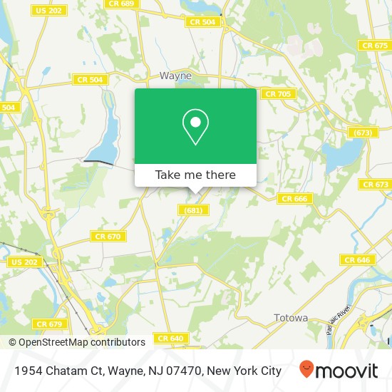 Mapa de 1954 Chatam Ct, Wayne, NJ 07470