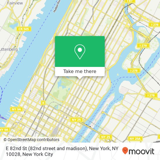 Mapa de E 82nd St (82nd street and madison), New York, NY 10028