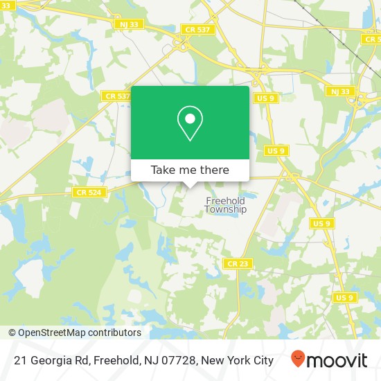 Mapa de 21 Georgia Rd, Freehold, NJ 07728