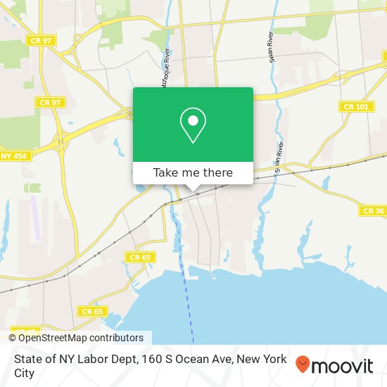 Mapa de State of NY Labor Dept, 160 S Ocean Ave