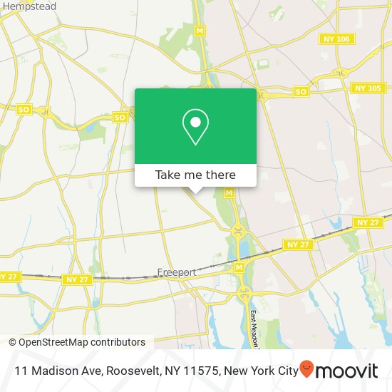 Mapa de 11 Madison Ave, Roosevelt, NY 11575