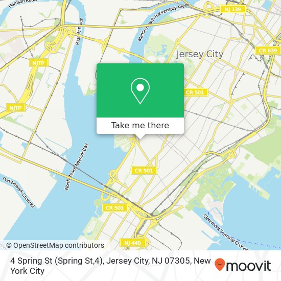Mapa de 4 Spring St (Spring St,4), Jersey City, NJ 07305