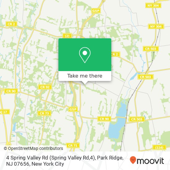 Mapa de 4 Spring Valley Rd (Spring Valley Rd,4), Park Ridge, NJ 07656