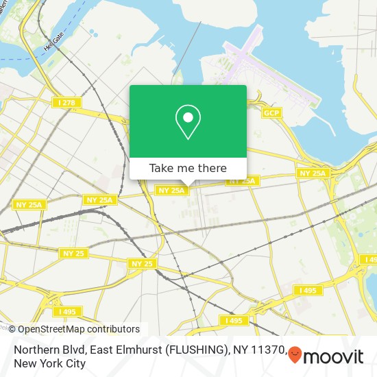 Mapa de Northern Blvd, East Elmhurst (FLUSHING), NY 11370