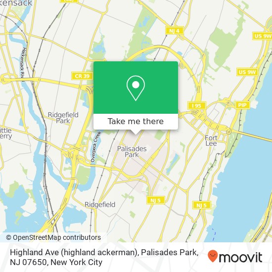 Mapa de Highland Ave (highland ackerman), Palisades Park, NJ 07650