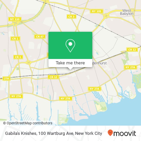 Mapa de Gabila's Knishes, 100 Wartburg Ave