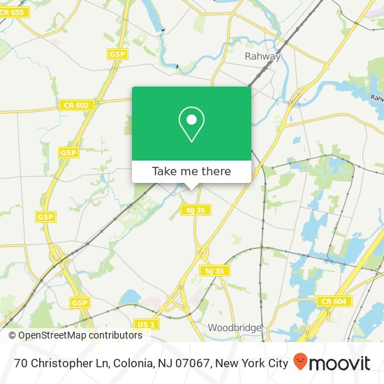 Mapa de 70 Christopher Ln, Colonia, NJ 07067
