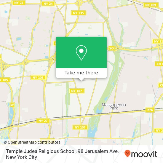 Temple Judea Religious School, 98 Jerusalem Ave map