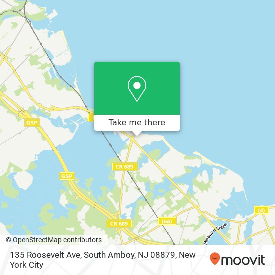 Mapa de 135 Roosevelt Ave, South Amboy, NJ 08879