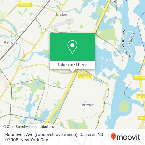 Mapa de Roosevelt Ave (roosevelt ave minue), Carteret, NJ 07008