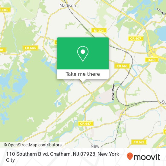 Mapa de 110 Southern Blvd, Chatham, NJ 07928