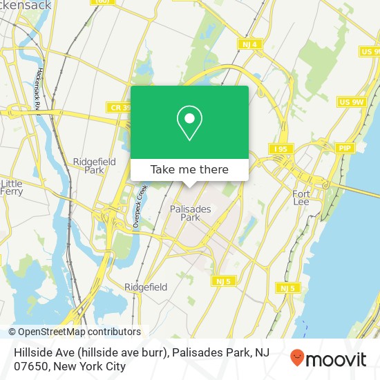 Mapa de Hillside Ave (hillside ave burr), Palisades Park, NJ 07650