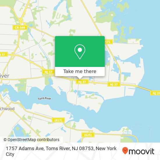 Mapa de 1757 Adams Ave, Toms River, NJ 08753