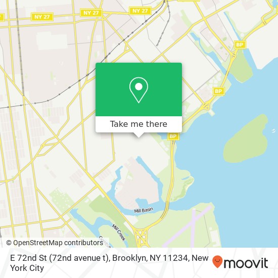 Mapa de E 72nd St (72nd avenue t), Brooklyn, NY 11234
