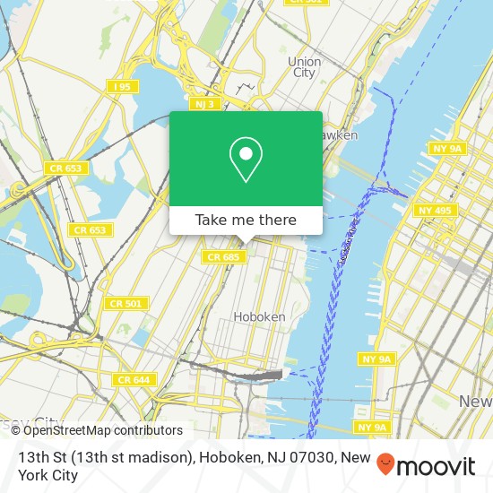 Mapa de 13th St (13th st madison), Hoboken, NJ 07030