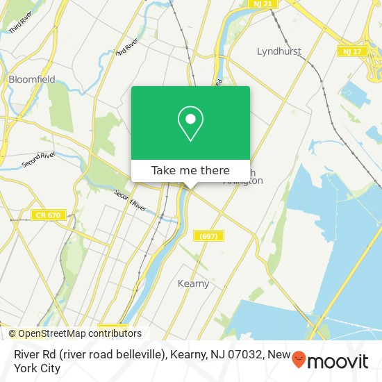 Mapa de River Rd (river road belleville), Kearny, NJ 07032