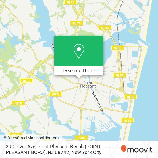 Mapa de 290 River Ave, Point Pleasant Beach (POINT PLEASANT BORO), NJ 08742