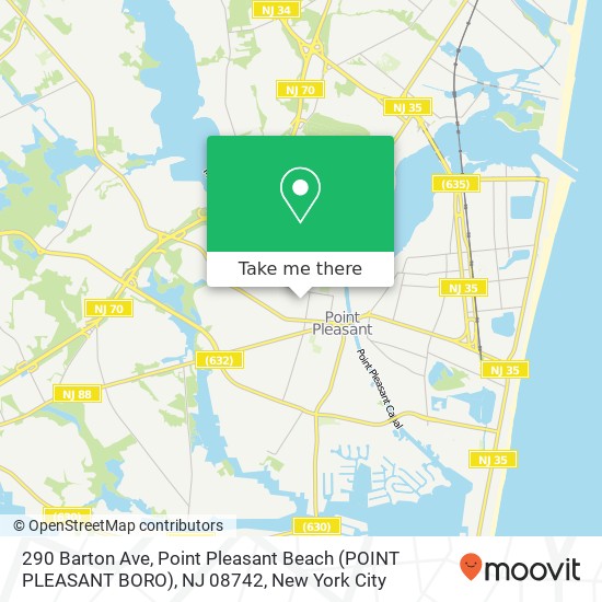 Mapa de 290 Barton Ave, Point Pleasant Beach (POINT PLEASANT BORO), NJ 08742