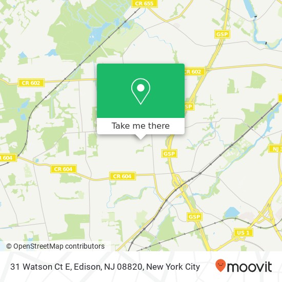 Mapa de 31 Watson Ct E, Edison, NJ 08820