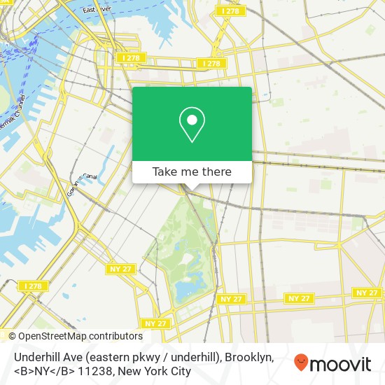 Mapa de Underhill Ave (eastern pkwy / underhill), Brooklyn, <B>NY< / B> 11238