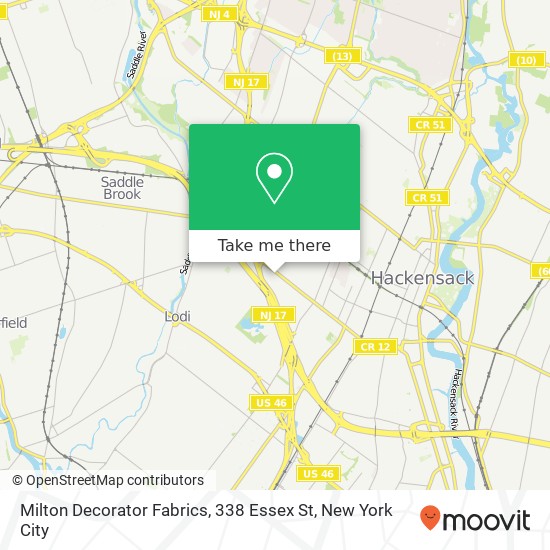 Mapa de Milton Decorator Fabrics, 338 Essex St