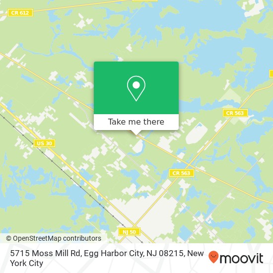 Mapa de 5715 Moss Mill Rd, Egg Harbor City, NJ 08215